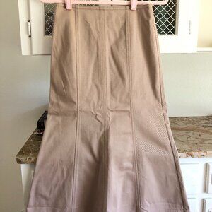 Ann Taylor Petite Trumpet Midi Skirt in Cappuccino Tan Size Petite 0